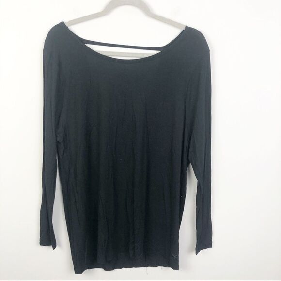 VICTORIA’S SECRET PINK | Deep V Back Black Top XS - Picture 1 of 8